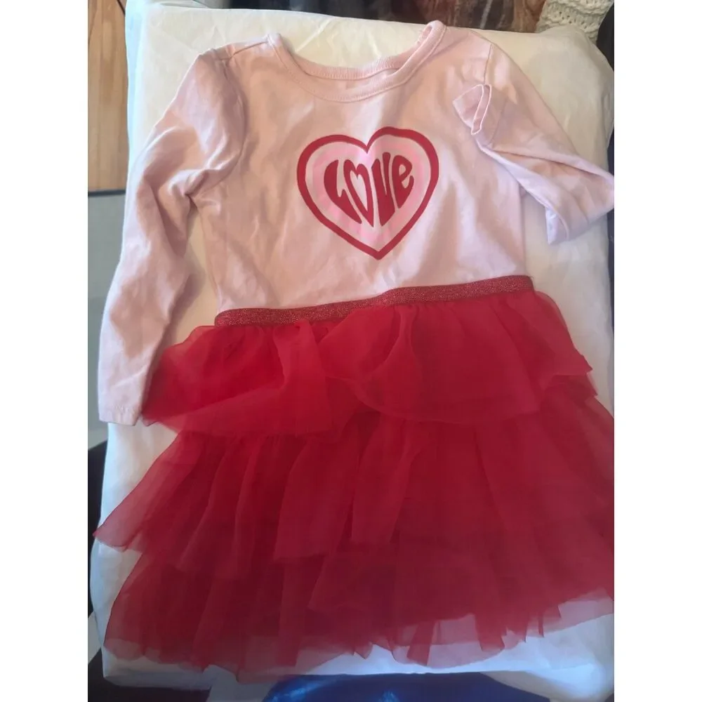 Bundle of 2 Valentine's Dresses Size 2T Toddler Girls EUC